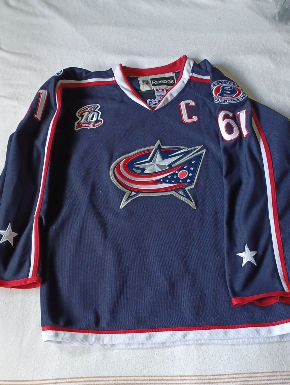 Colombus Blue Jackets Rick Nash #61 Reebok Made In Canada Jersey Size 54